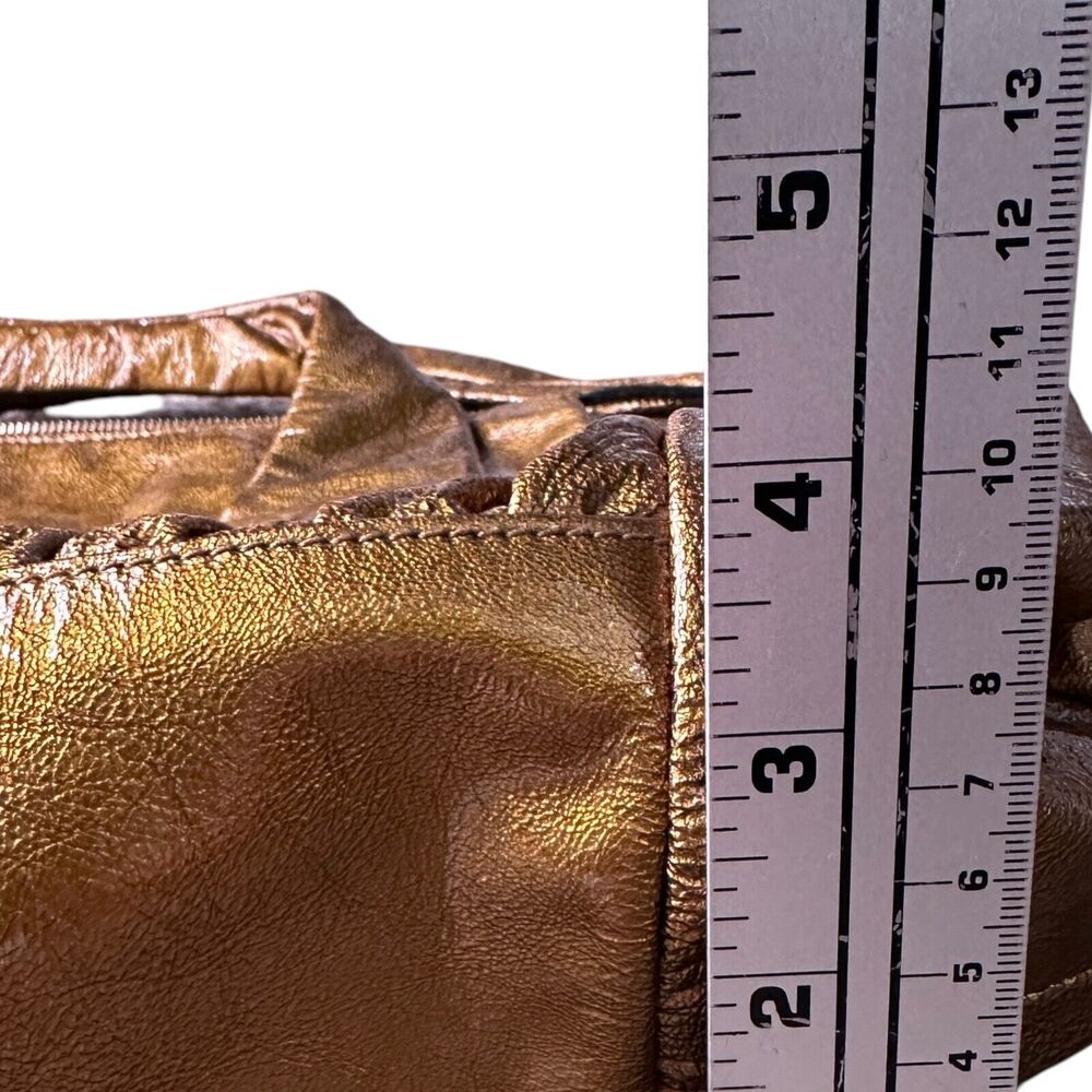 Gucci Hysteria Hand Bag Tom Ford Era Womens Metallic Gold Patent Leather Handbag - Picture 12 of 14